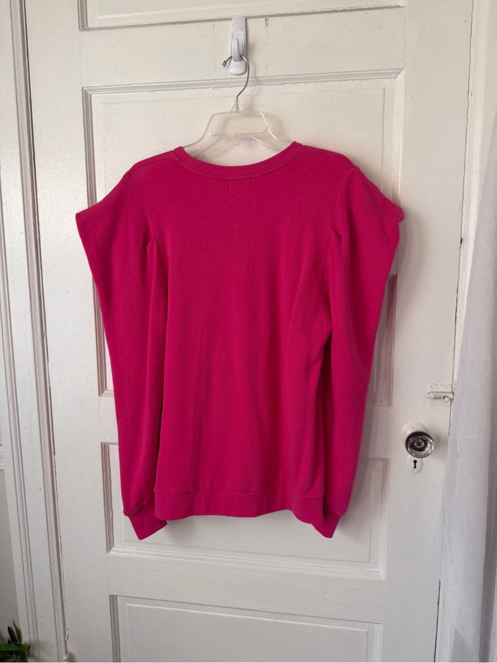 Nation LTD Joss Sweatshirt Barbie Pink Draped Sleeves Cotton Casual Comfy Lg - Picture 11 of 16